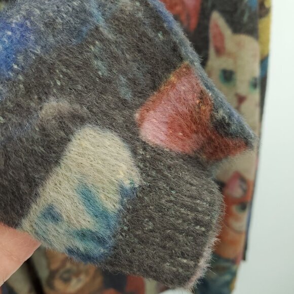 Cotton/Wool Oversized Cat Print Sweater OS Multicolor - Picture 10 of 16